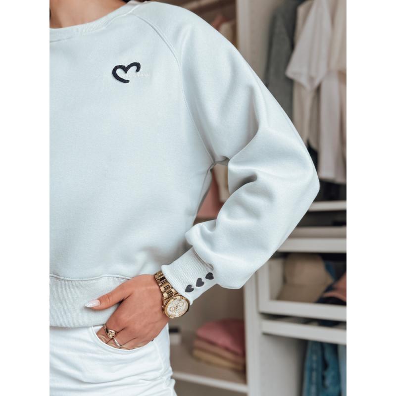 Női oversize pulóver szív hímzéssel MONLOVE kék