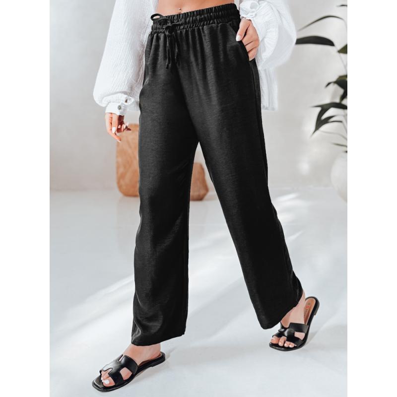 Dámské volnočasové kalhoty s širokými nohavicemi LOVETRIP černé