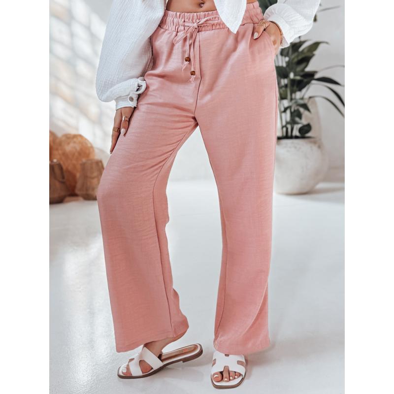 Dámské kalhoty ze široké látky LINESSA růžová