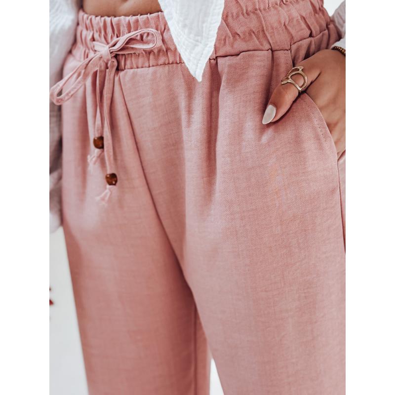 Dámské kalhoty ze široké látky LINESSA růžová