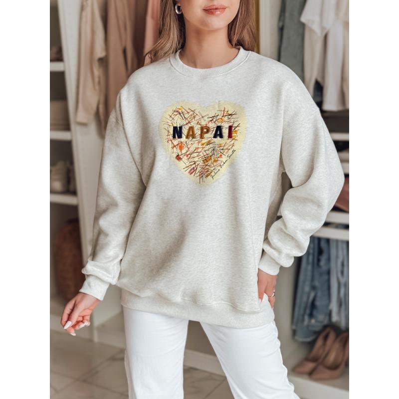 Női oversize pulóver szívvel SERDUCHOVA szürke