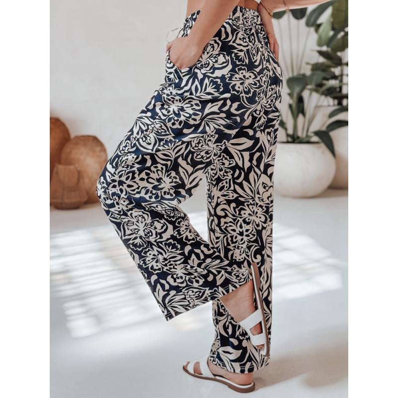 Dámské kalhoty ze široké látky TROPICAL SUN námořnicky modré