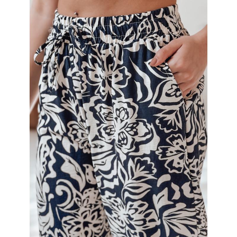 Dámské kalhoty ze široké látky TROPICAL SUN námořnicky modré