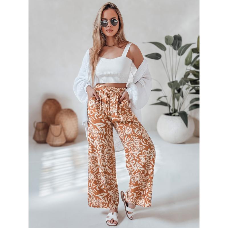 Dámske nohavice so širokými nohavicami TROPICAL SUN camel