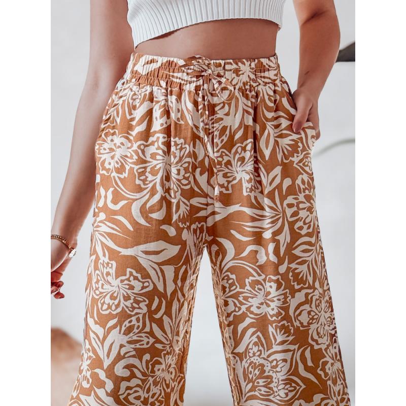 Dámske nohavice so širokými nohavicami TROPICAL SUN camel