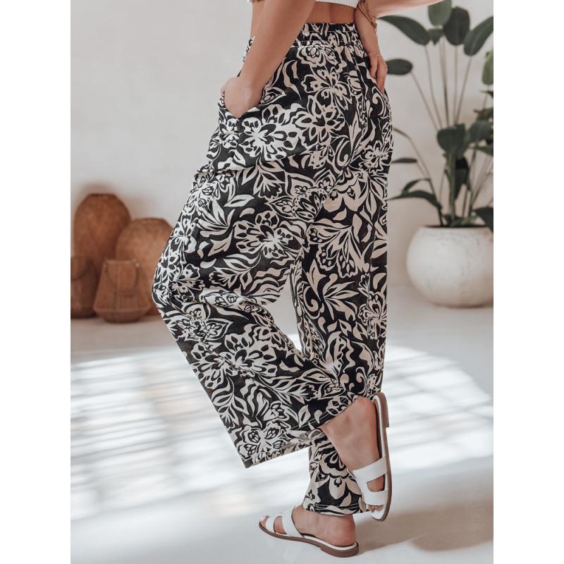 Dámské kalhoty ze široké látky TROPICAL SUN černé