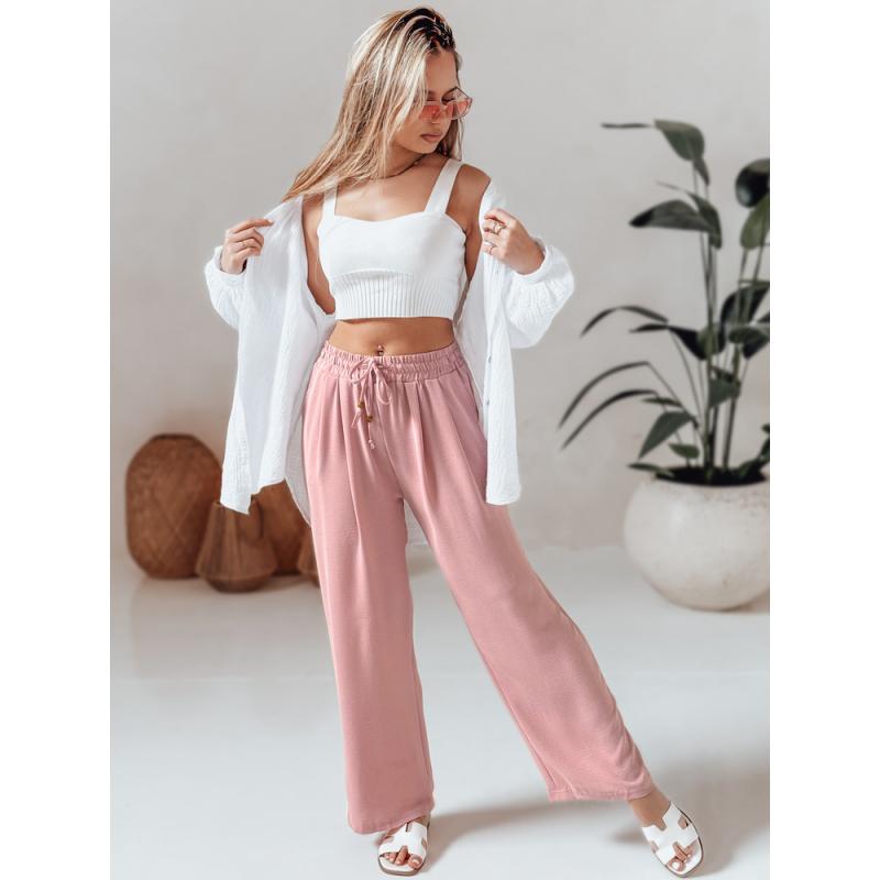 Dámské kalhoty s širokými nohavicemi LOVETRIP růžová