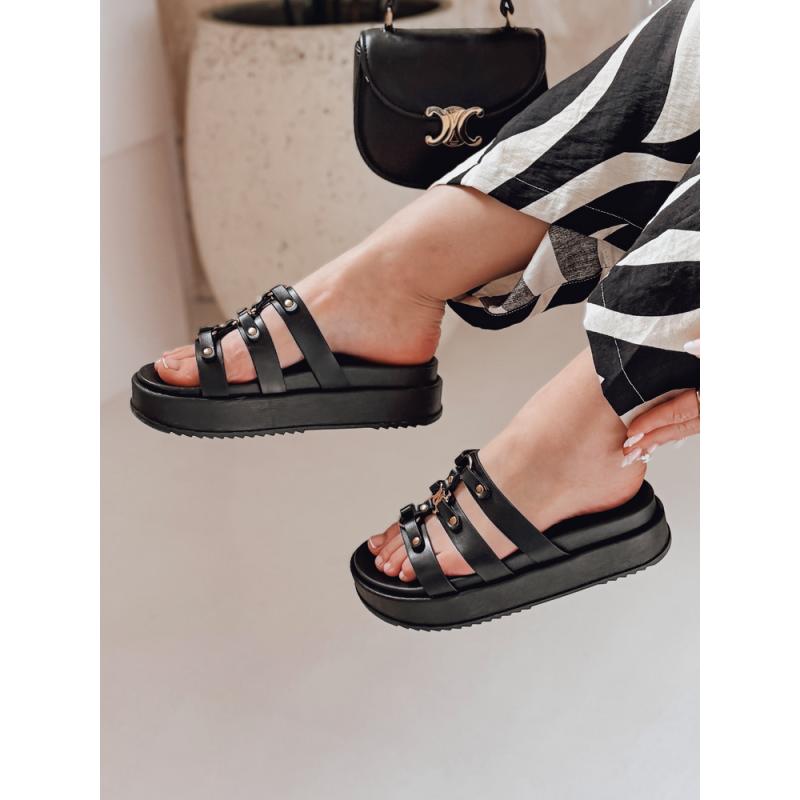 Dámske šľapky na platforme PLATOFI čierne