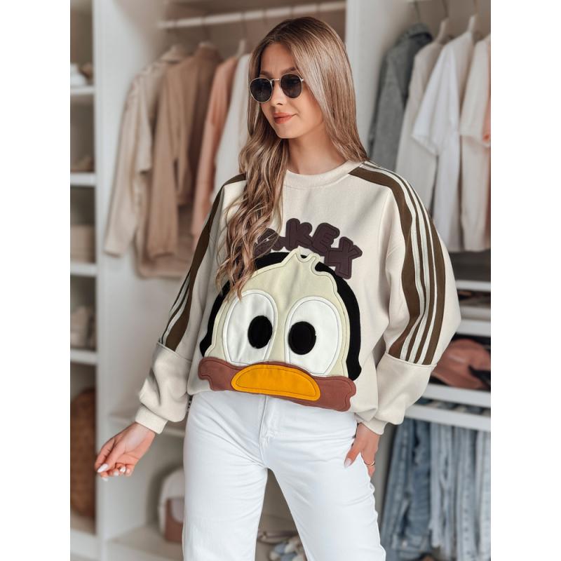 Dámská oversize mikina s nášivkami CUTE MAKEX béžová