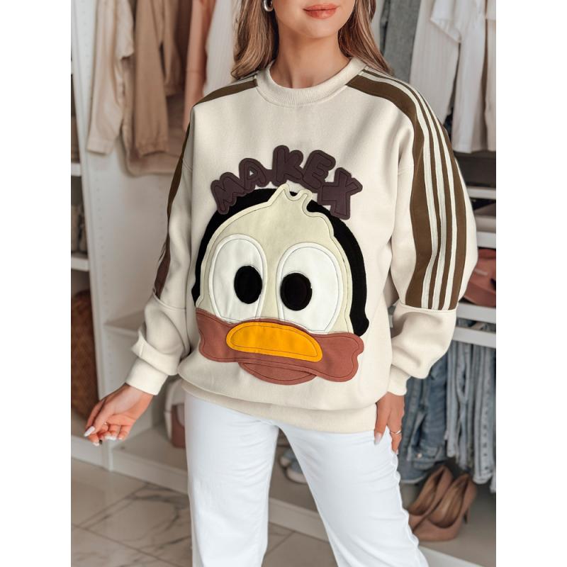 Dámská oversize mikina s nášivkami CUTE MAKEX béžová