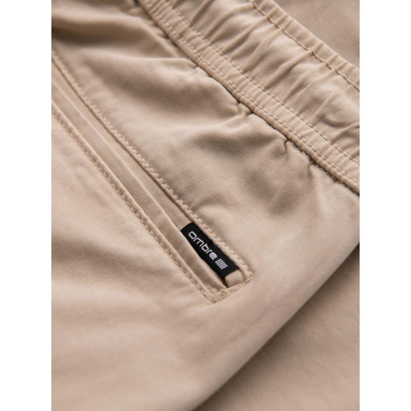 Férfi pamut cargo rövidnadrág rugalmas derékrésszel - bézs V3 OM-SRCG-0190