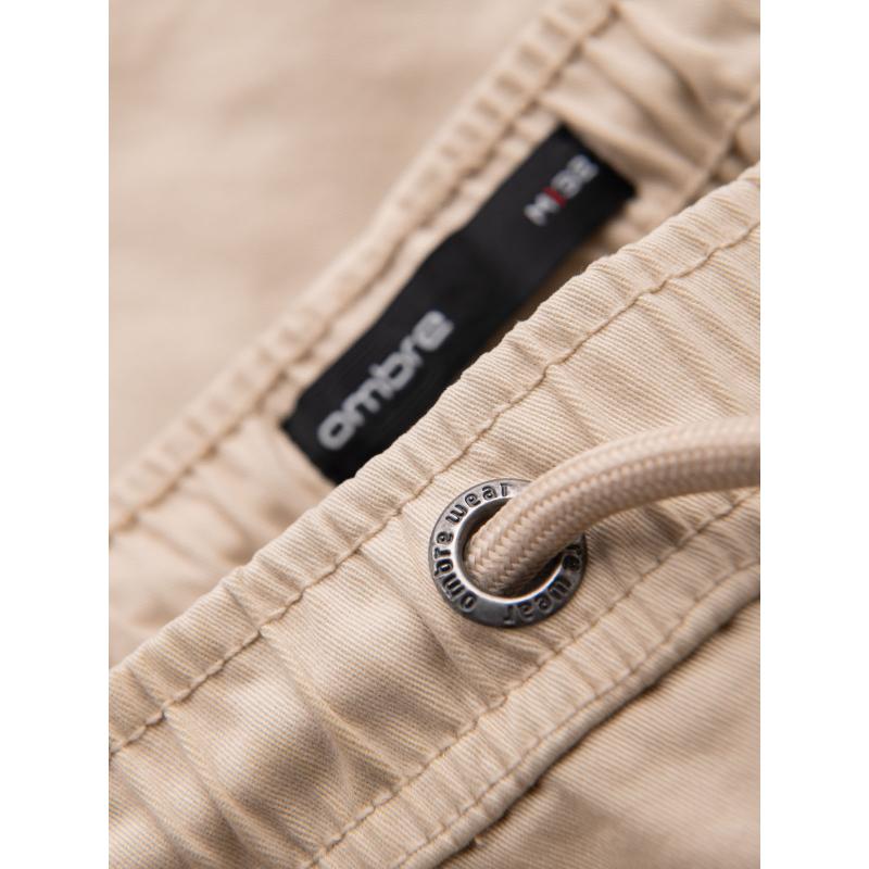 Férfi pamut cargo rövidnadrág rugalmas derékrésszel - bézs V3 OM-SRCG-0190