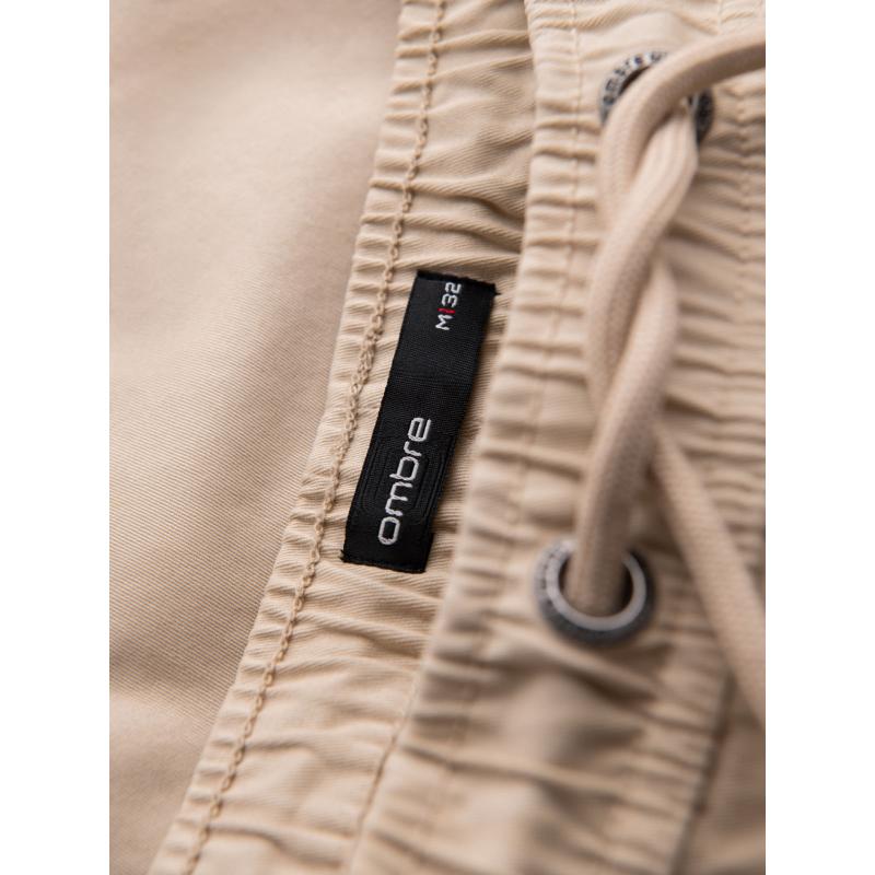 Férfi pamut cargo rövidnadrág rugalmas derékrésszel - bézs V3 OM-SRCG-0190