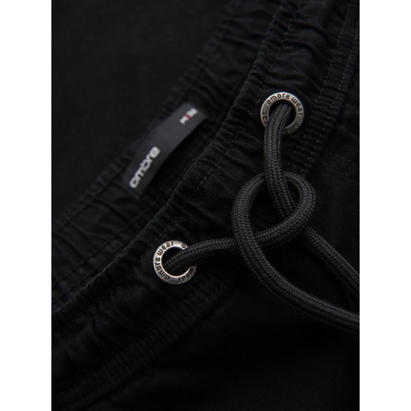 Pánské bavlněné cargo šortky s elastickým pasem - černé V4 OM-SRCG-0190