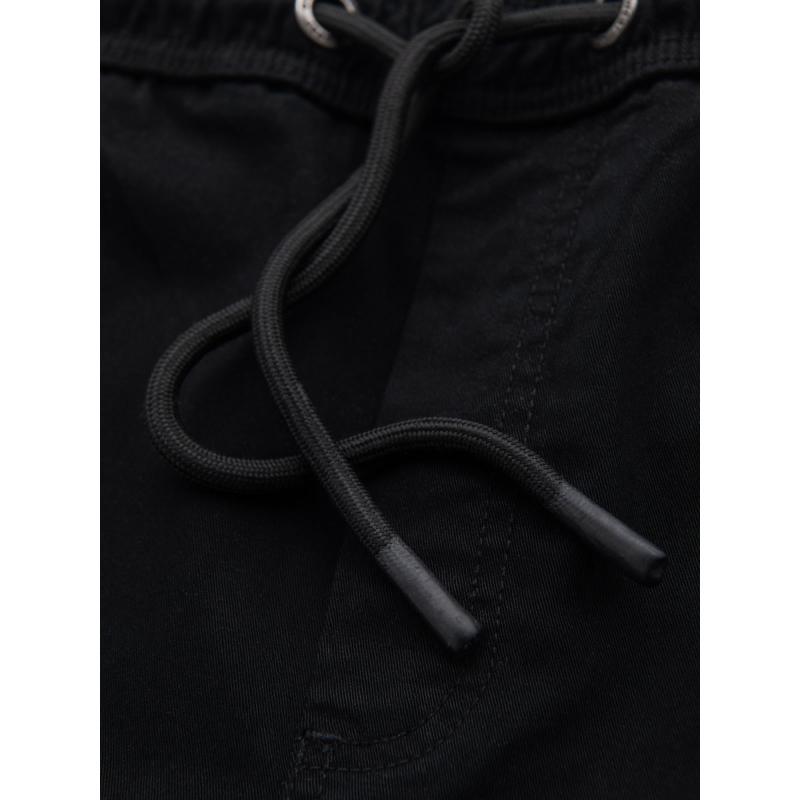 Pánské bavlněné cargo šortky s elastickým pasem - černé V4 OM-SRCG-0190