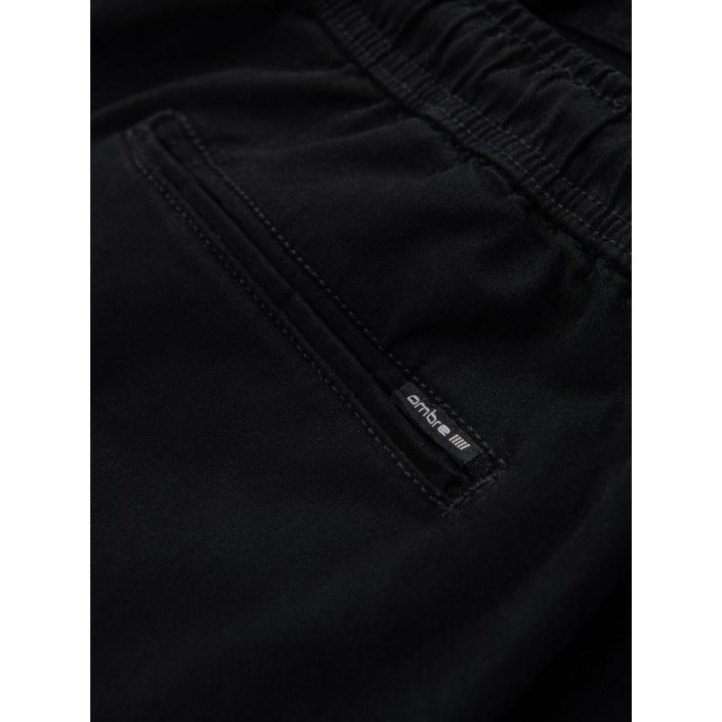 Pánské bavlněné cargo šortky s elastickým pasem - černé V4 OM-SRCG-0190