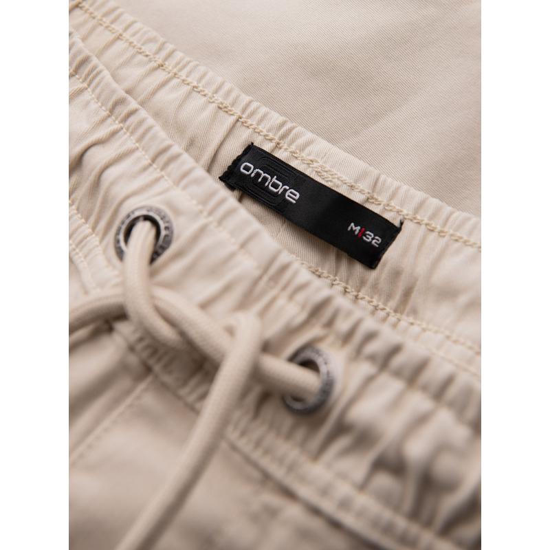 Pánske voľné šortky s cargo vreckami - smotanové V1 OM-SRCG-0194