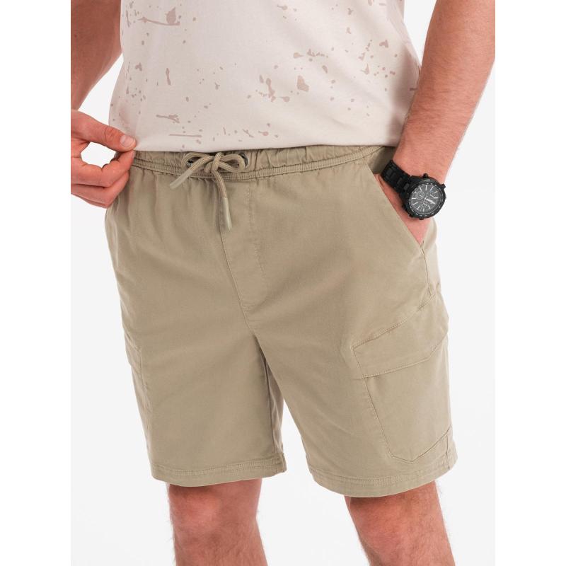 Férfi laza rövidnadrág cargo zsebekkel - világos olíva V3 OM-SRCG-0194