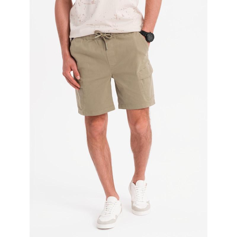 Férfi laza rövidnadrág cargo zsebekkel - világos olíva V3 OM-SRCG-0194