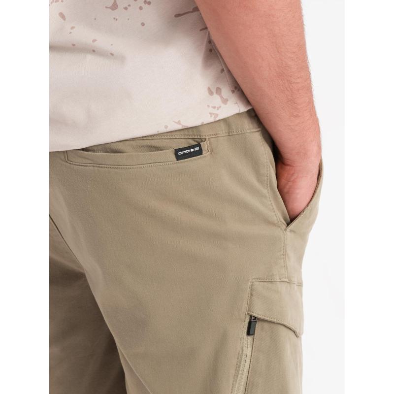 Férfi laza rövidnadrág cargo zsebekkel - világos olíva V3 OM-SRCG-0194