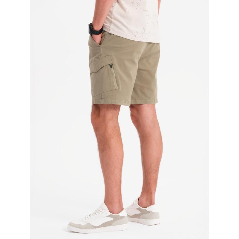 Férfi laza rövidnadrág cargo zsebekkel - világos olíva V3 OM-SRCG-0194