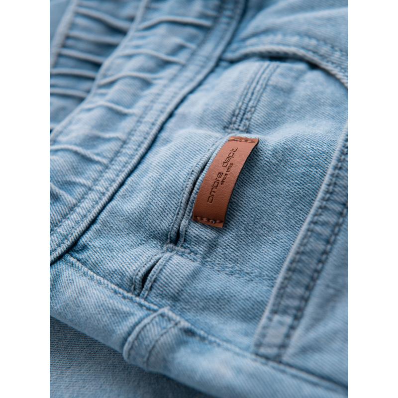 Férfi rövidnadrág rugalmas derékpánttal és mosott hatású - világoskék V1 OM-SRDS-0192