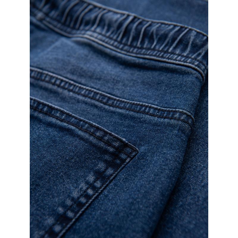 Férfi rövidnadrág rugalmas derékpánttal és mosott hatású - kék V2 OM-SRDS-0192