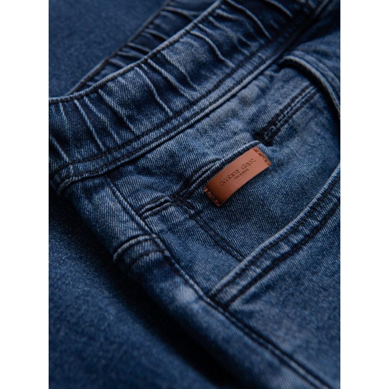 Férfi rövidnadrág rugalmas derékpánttal és mosott hatású - kék V2 OM-SRDS-0192