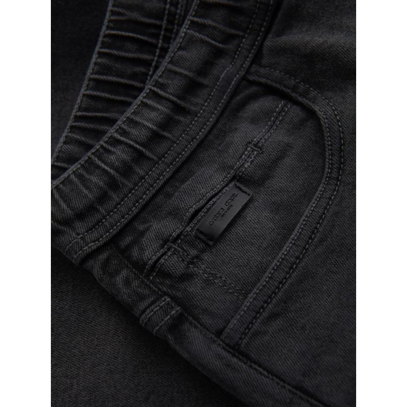 Férfi rövidnadrág rugalmas derékpánttal és mosott hatású - szürke V3 OM-SRDS-0192