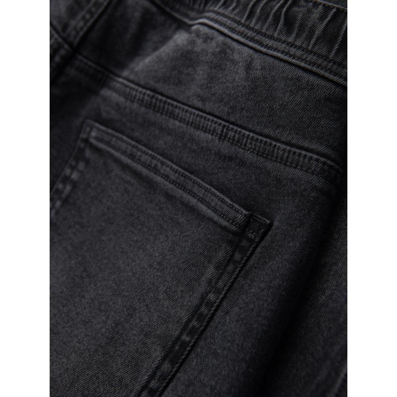 Pánské šortky s elastickým pasem a efektem praní - černé V4 OM-SRDS-0192