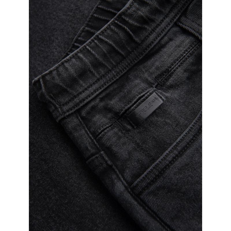 Pánské šortky s elastickým pasem a efektem praní - černé V4 OM-SRDS-0192