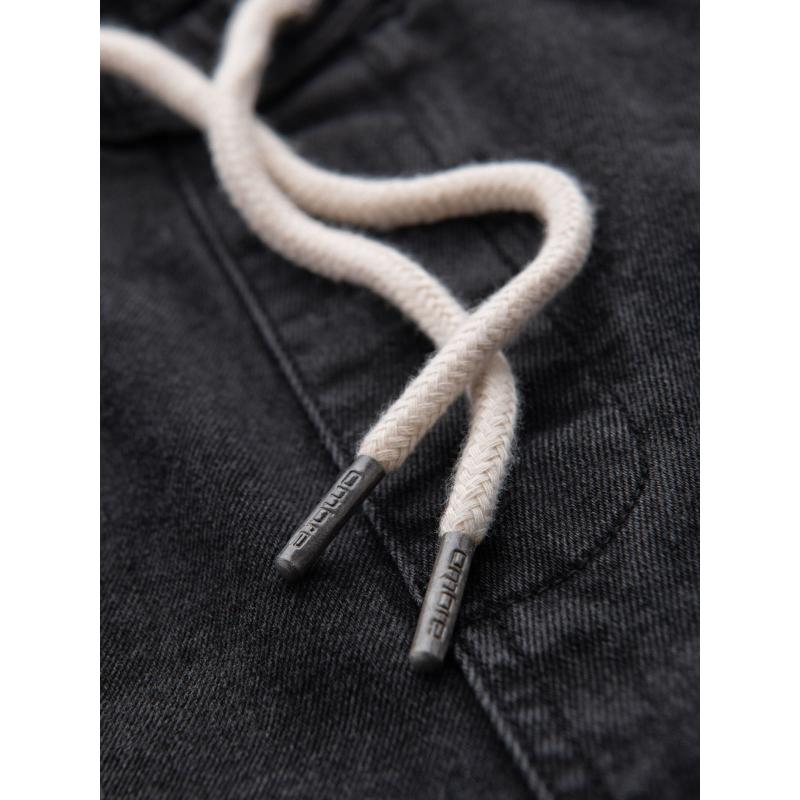 Pánské šortky s elastickým pasem a efektem praní - černé V4 OM-SRDS-0192