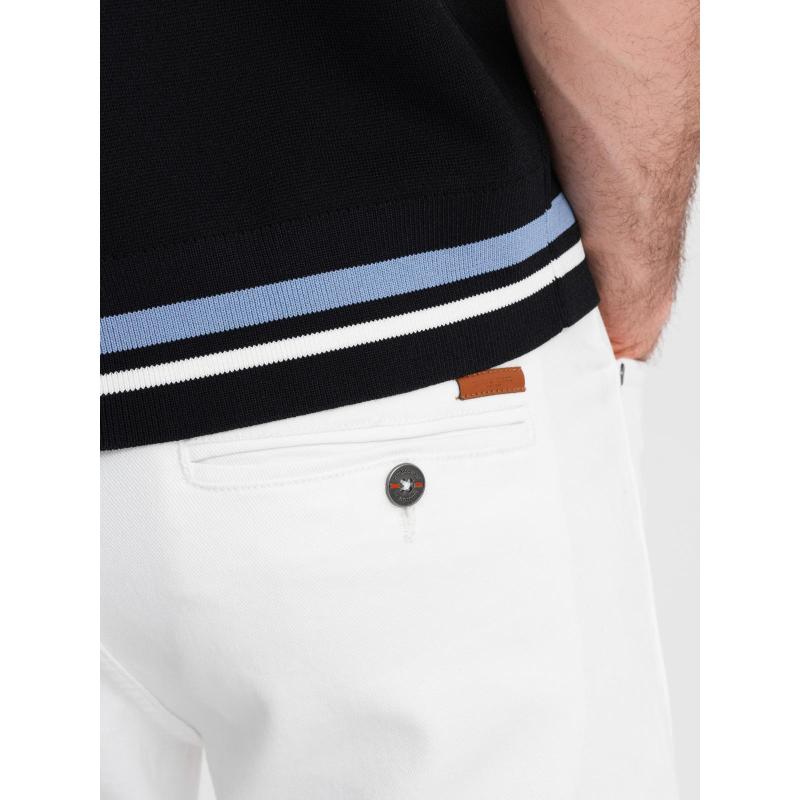 Férfi klasszikus farmerrövidnadrág felhajtott szárral - fehér V1 OM-SRDS-0162