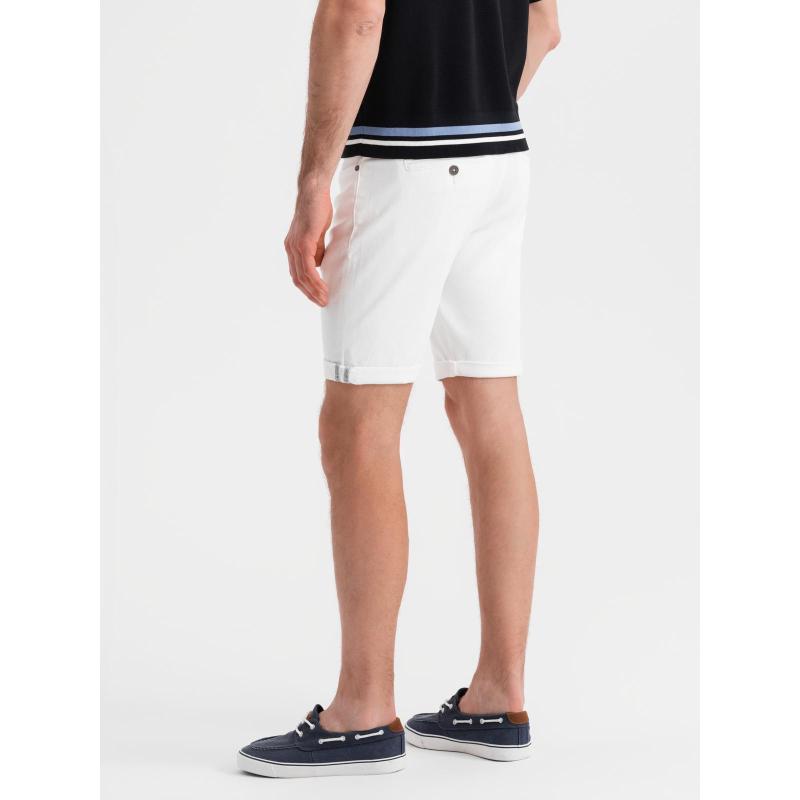 Férfi klasszikus farmerrövidnadrág felhajtott szárral - fehér V1 OM-SRDS-0162