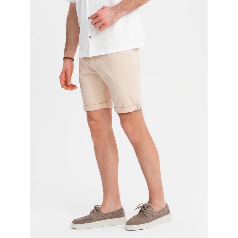 Pánske klasické džínsové šortky s vyhrnutými nohavicami – smotanové V2 OM-SRDS-0162