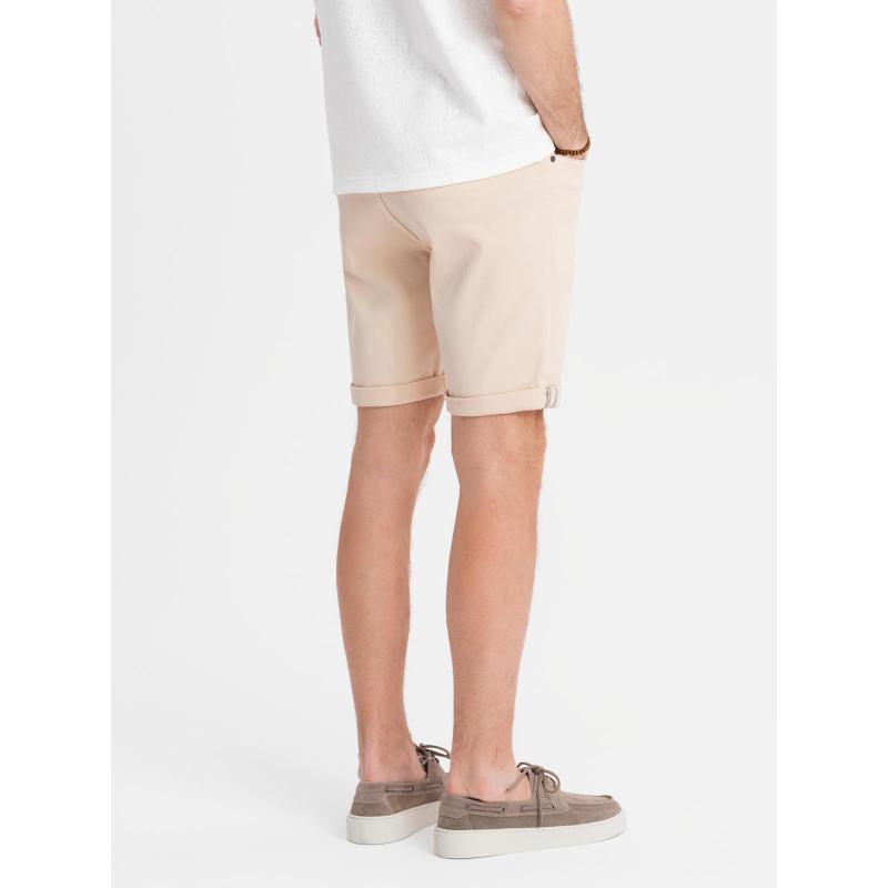 Pánske klasické džínsové šortky s vyhrnutými nohavicami – smotanové V2 OM-SRDS-0162