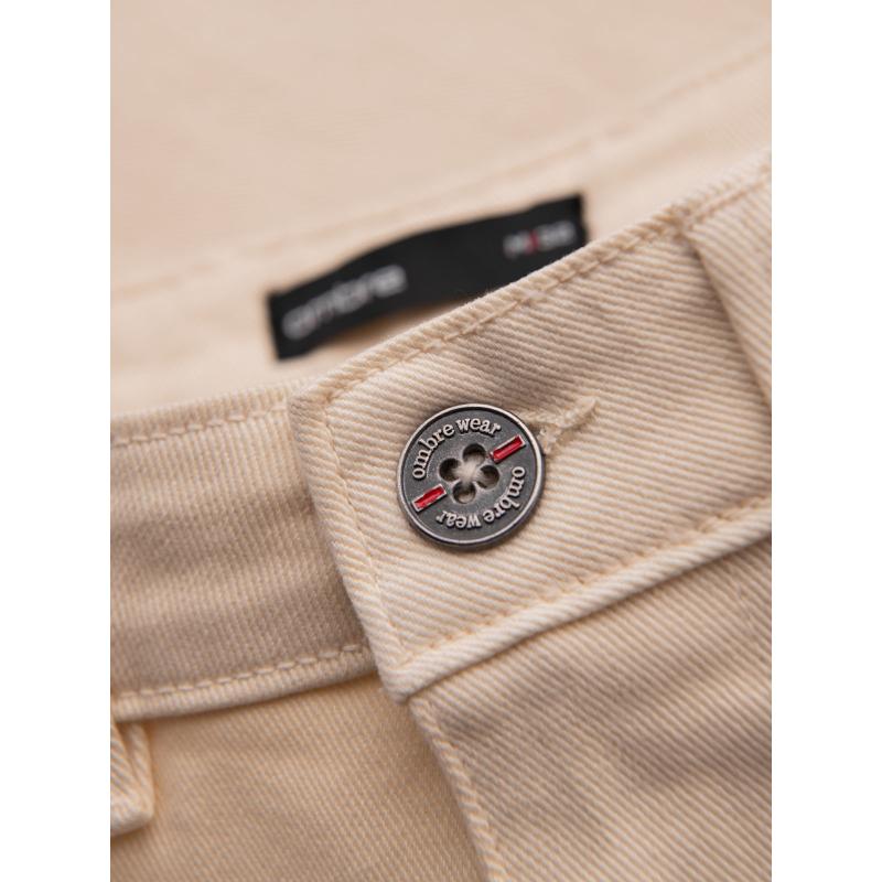 Pánske klasické džínsové šortky s vyhrnutými nohavicami – smotanové V2 OM-SRDS-0162