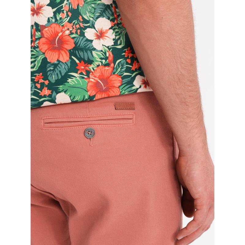 Pánske klasické džínsové šortky s vyhrnutými nohavicami – koralové V6 OM-SRDS-0162