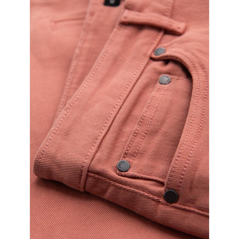 Pánske klasické džínsové šortky s vyhrnutými nohavicami – koralové V6 OM-SRDS-0162