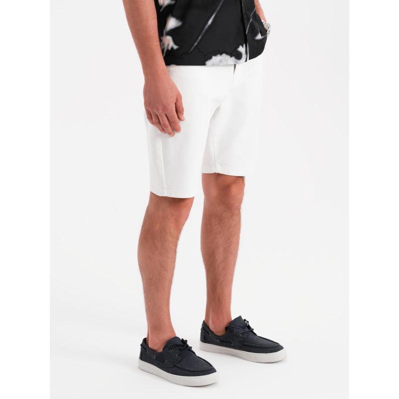 Pánské džínové kraťasy s klasickým střihem - bílé V1 OM-SRDS-0171