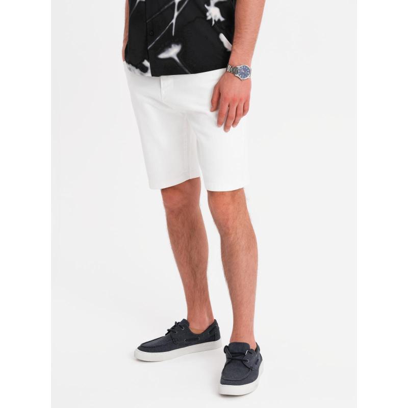 Pánské džínové kraťasy s klasickým střihem - bílé V1 OM-SRDS-0171