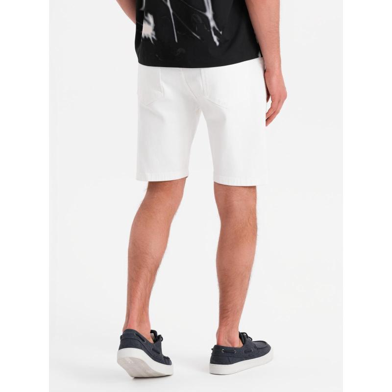 Pánské džínové kraťasy s klasickým střihem - bílé V1 OM-SRDS-0171