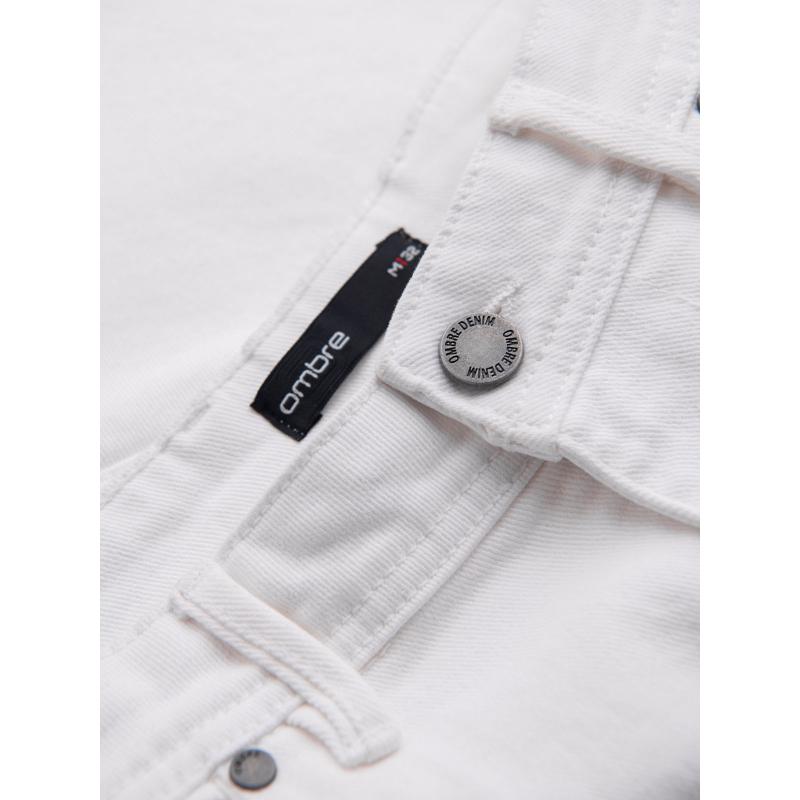 Pánské džínové kraťasy s klasickým střihem - bílé V1 OM-SRDS-0171