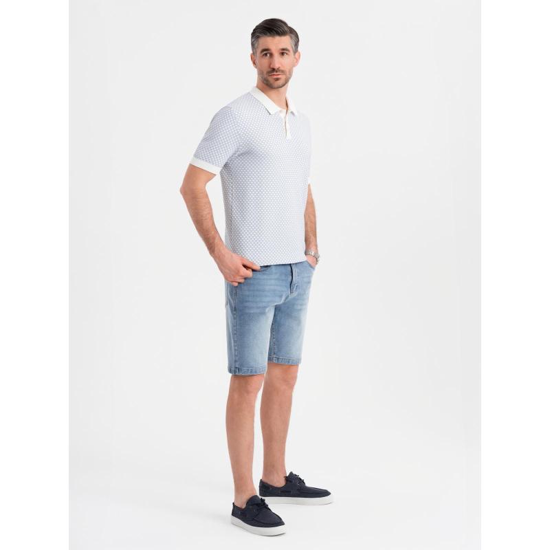 Férfi klasszikus szabású farmerrövidnadrág - világoskék V2 OM-SRDS-0171