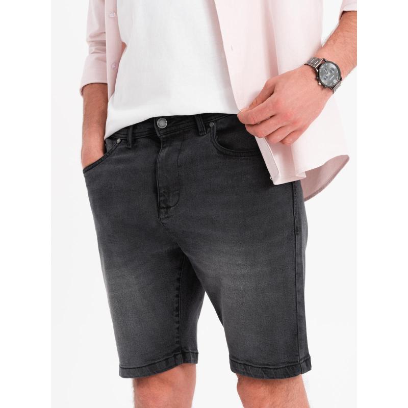 Pánské džínové kraťasy s klasickým střihem - černé V4 OM-SRDS-0171