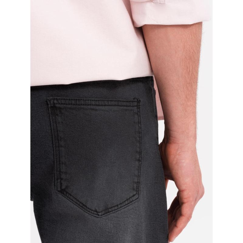 Pánské džínové kraťasy s klasickým střihem - černé V4 OM-SRDS-0171