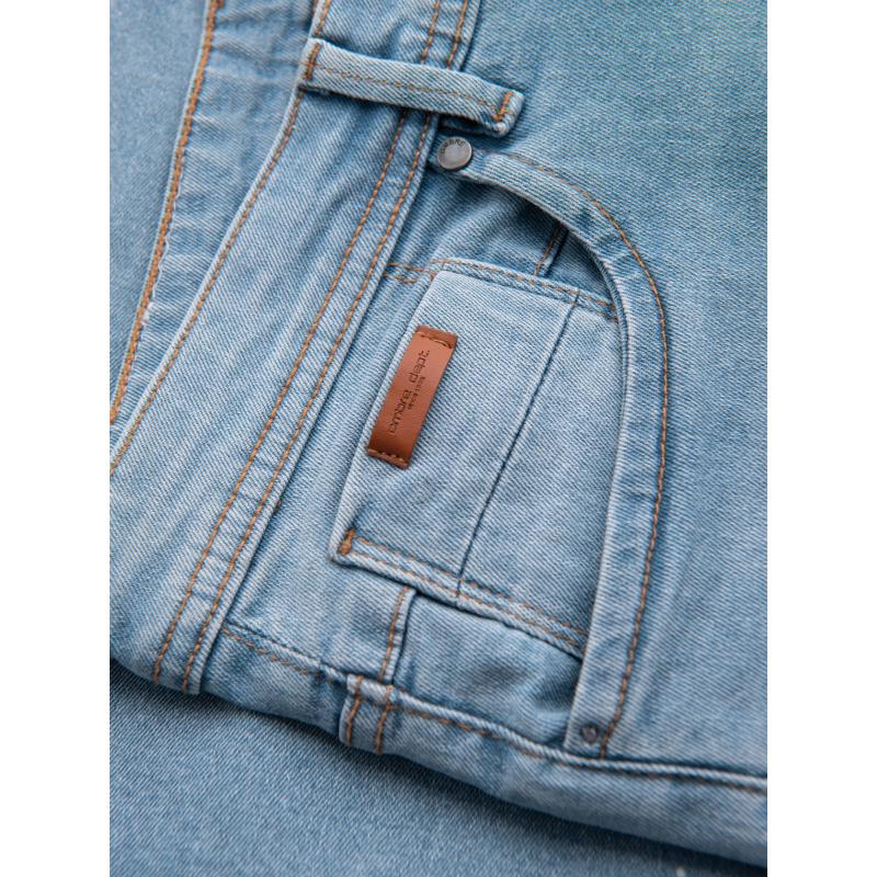 Pánské krátké džínové kraťasy s odřeninami a ohrnutými nohavicemi - světle modré V1 OM-SRDS-0186