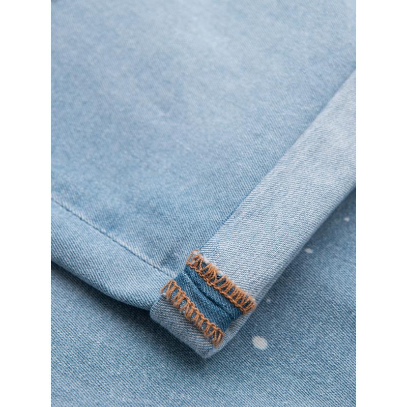 Pánské krátké džínové kraťasy s odřeninami a ohrnutými nohavicemi - světle modré V1 OM-SRDS-0186