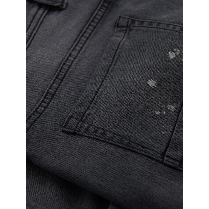 Pánske krátke džínsové šortky s ošúchanými a vyhrnutými nohavicami – šedé V3 OM-SRDS-0186