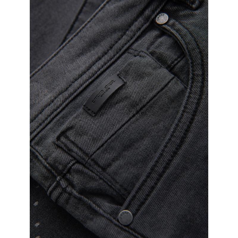 Pánske krátke džínsové šortky s ošúchanými a vyhrnutými nohavicami – šedé V3 OM-SRDS-0186